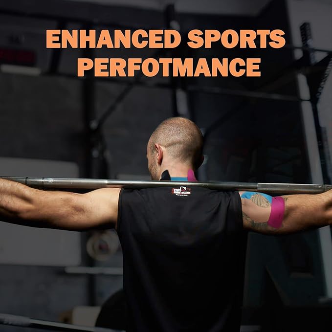 OK TAPE Regular Original Cotton Kinesiology Tape (2 Pack), Elastic Water Resistant Therapeutic Athletic Tape, Latex Free, Injury Recovery, Uncut K Tape 2in×16.4ft - Black