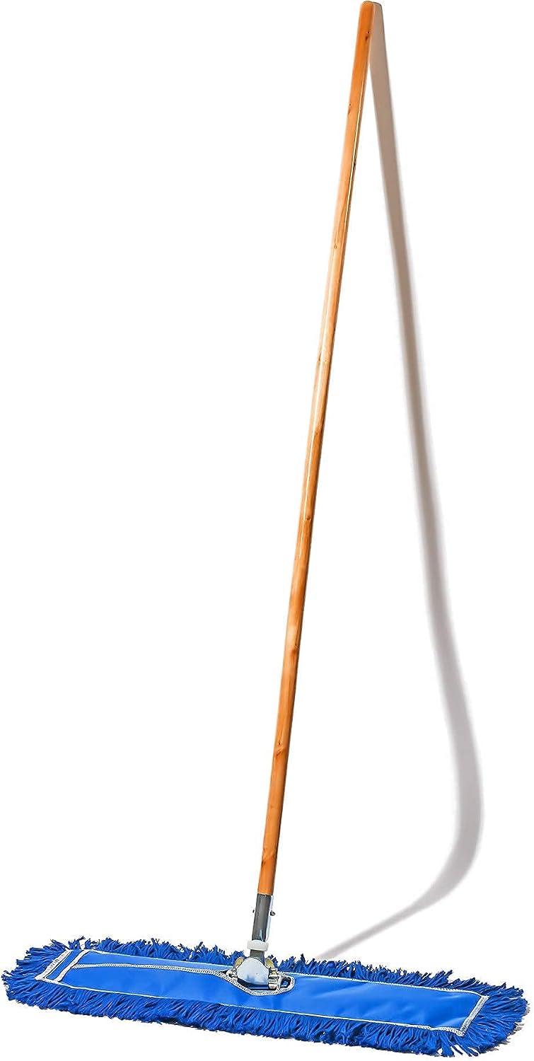 24 Inch Blue Commercial Dust Mop & Floor Sweeper with Extendable Handle – Mop for Hardwood, Tile, and Concrete Floor Cleaning