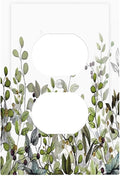 Watercolor Green Eucalyptus Leaves Plants Fruit Outlet Covers 1 Gang Duplex Light Switch Cover Decorative Switch Plates Electrical Receptacle Faceplate Wall Plate for Bed Room Living Room Decor
