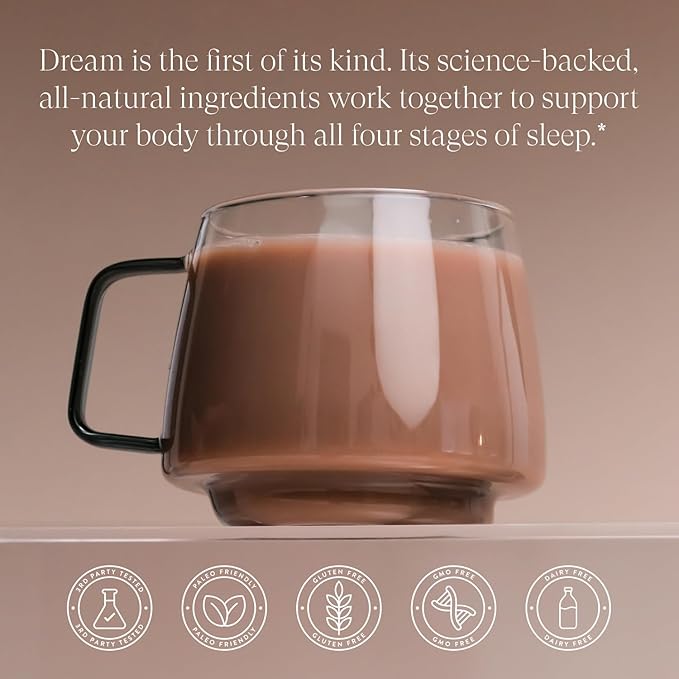 Beam Dream Sleep Powder, Sleep Supplement, Sleep Aids for Adults, Melatonin Free, Contains Magnesium, L Theanine, Apigenin, Natural Sleep Aid, Vegan, Non GMO, Dairy Free, 3rd Party Tested, 30 Servings