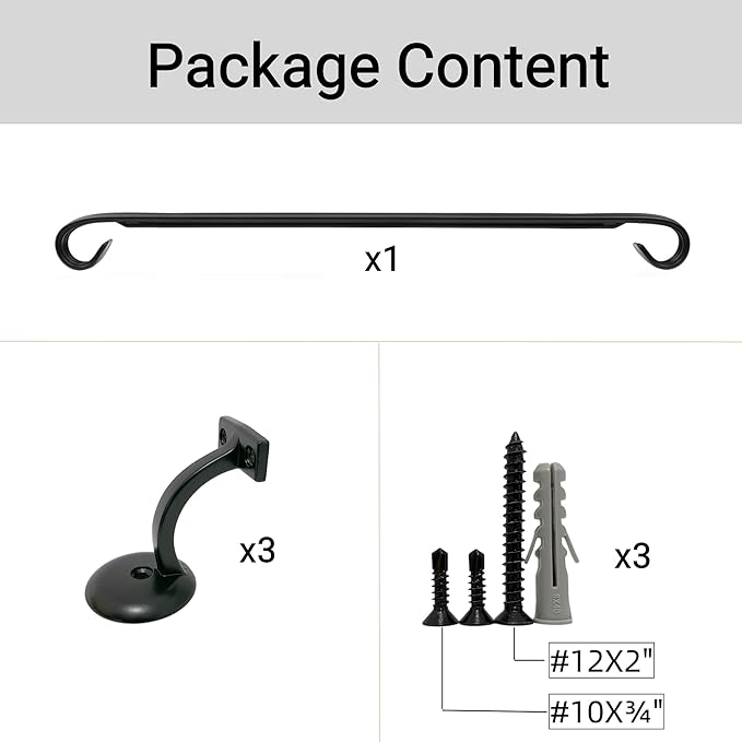 6 Ft Wrought Iron handrail Stair Railing Grab Bar Kit Matte Black Rail Staircase Handrails