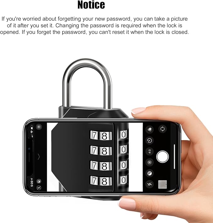 2PCS Combination Lock Waterproof 4 Digit Padlocks with Combination Code, Zinc Alloy Combination Lock for Door, Tool Boxes, Schools, Gym, Garden, Fences, Reel Cabinet & Storage, Black