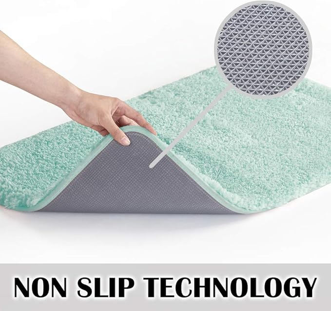 Suchtale Large Bathroom Rug Extra Soft and Absorbent Shaggy Bathroom Mat (24 x 60, Aqua) Machine Washable Microfiber Bath Mat for Bathroom, Non Slip Bath Mat, Luxury Bathroom Floor Mats Rubber Back