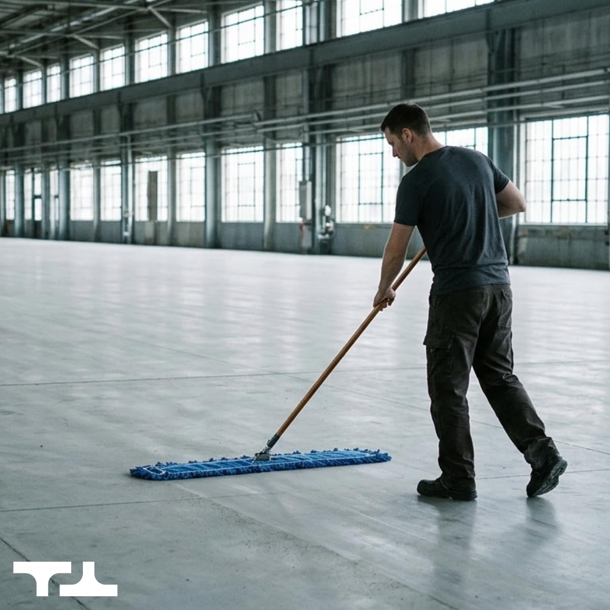 24 Inch Blue Commercial Dust Mop & Floor Sweeper with Extendable Handle – Mop for Hardwood, Tile, and Concrete Floor Cleaning