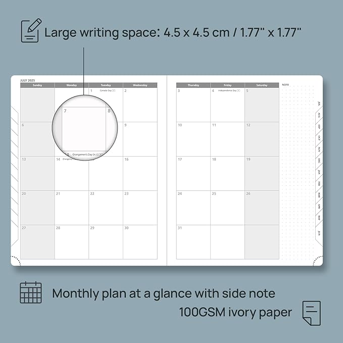 POPRUN Planner 2025-2026 (Large 8.5''x 10.5''), Horizontal Weekly Notebook Jul.2025 - Jun.2026, Academic Appointment Book with Monthly Tabs, Leather Hardcover, Inner Pocket, 100 GSM - Pacific Green