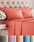 Queen 6 Piece Sheet Set - Cooling & Breathable Bed Sheets - Hotel Luxury Bed Sheets for Women, Men, Kids & Teens - Comfy Bedding w/Deep Pockets & Easy Fit - Soft & Wrinkle Free - Queen Coral Sheets