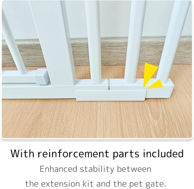 Lumizone Extra Tall Cat Gate Extension Kit 61.02" High Pressure Mounted 2025 New 8.27" Extra Wide 1.37" Gap No Drilling Tall Pet Gate for Dogs (White, 61.02" H x 8.27" W, Extension)