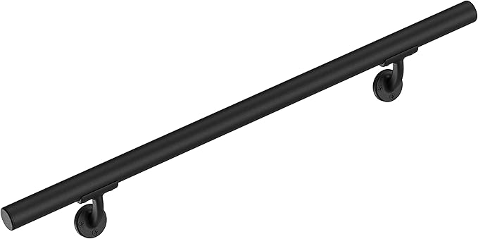 Meranti Aluminum Handrail for Indoor or Outdoor Steps and Stairs – Hand Rails for Elderly – DIY Complete Stair Railing Kit (AHR, Black Textured, 10' Length)