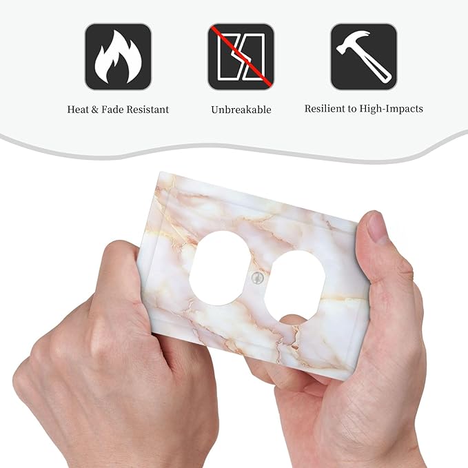 Outlet Covers Pink Jade Marble Granite 1 Gang Duplex Light Switch Cover Decorative Switch Plates Electrical Receptacle Faceplate Wall Plate For Bathroom Kitchen Decor