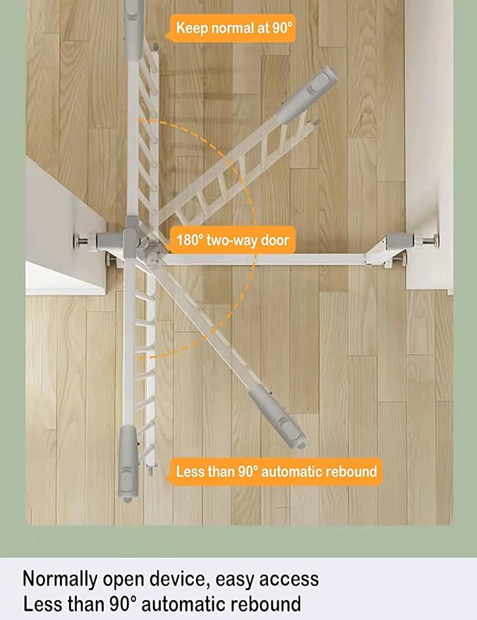 (60.5-113 in Width) Extra Long Baby Gate with Door, Large Dog Gate Indoor, Extra Wide Baby Gates for Doorways, Child Proof Gate, Kiddie Gates. White, Dog Gates for The House. Extra Tall Pet Gate.