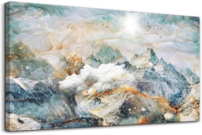DZRWUBHS Abstract Canvas Wall Art for Living Room and Bedroom - Large Decorations for Office - Mountain Painting Framed Pictures - Farmhouse Home Decor Artwork 20"X40"