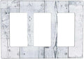 Light Switch Covers Vintage Grey White Wood Grain 3 Gang Rocker Electrical GFCI Decorative Triple Outlet Wall Plate Cover Switchplate for Farmhouse Bathroom Decor