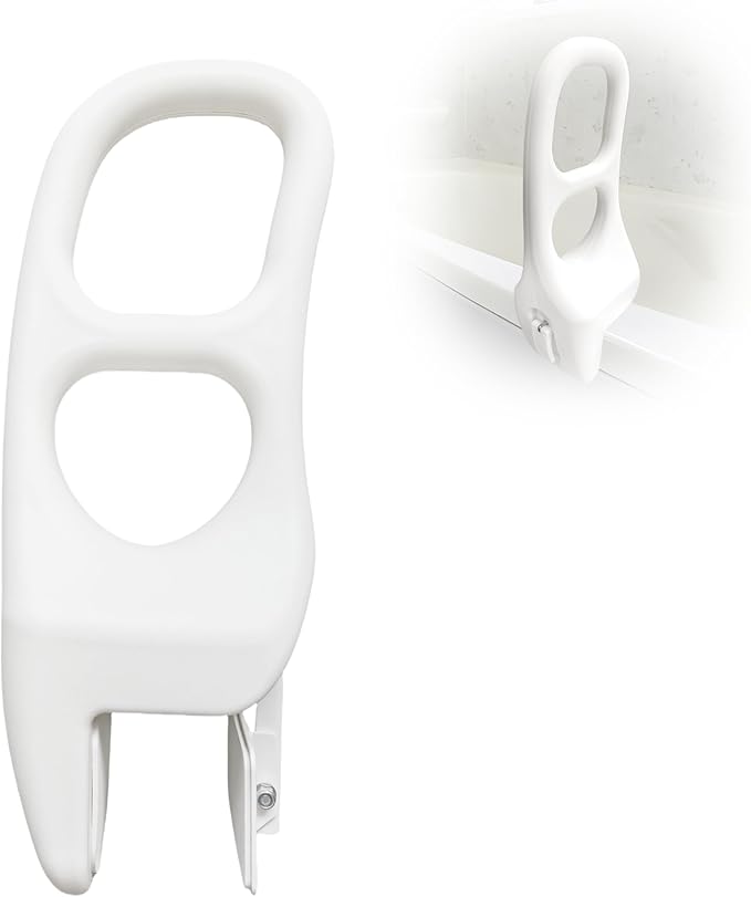 FamilyRoots Adjustable Bathtub Safety Rail, Shower Grab Bar Handle for Seniors, Elderly, and Fall Risk Patients, Fits 2.4 to 5.5 Inch Tub Walls, with Non-Slip Grip, Supports 330 lbs, White