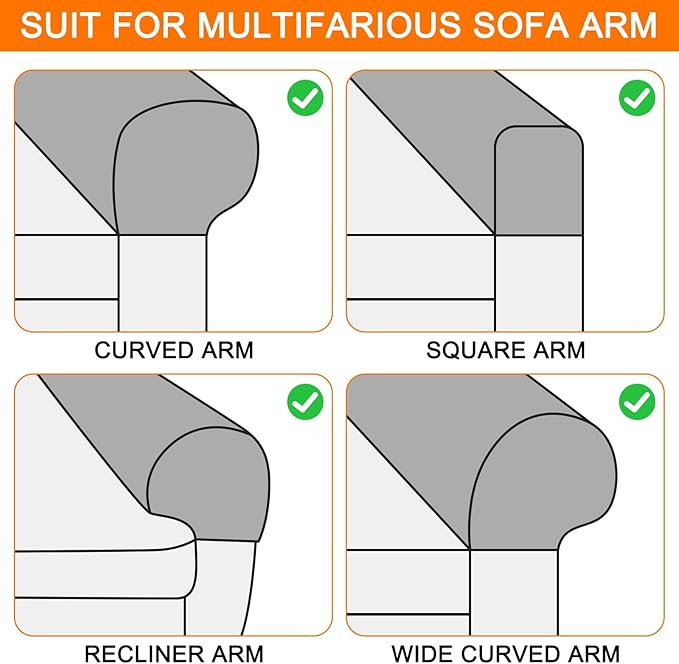 uxcell Stretch Armrest Covers Armchair Anti-Slip for Chairs Sofas Couch Arm Covers Recliner Sofa Peacock Blue 4 Pcs