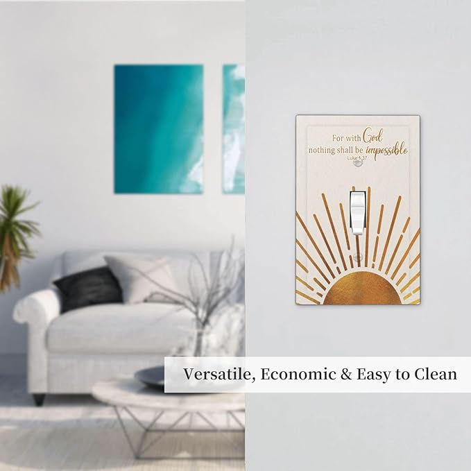 Mid Century Boho Sun Inspirational Quote Single Toggle Light Switch Covers Decorative Abstract Gold Sunrise 1 Gang Wall Plate Electrical Dimmer Switchplate Faceplate for Country Bathroom Decor