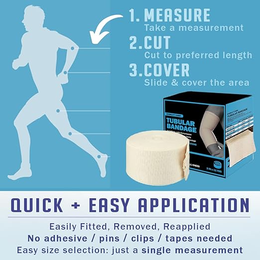 EVERLIT Elasticated Tubular Support Bandage | Stockinette Tubing for Large Arm, Knees, Legs | Light to Moderate Compression Bandage Roll For Tissue Support (Size F | 4" x 11 yd)
