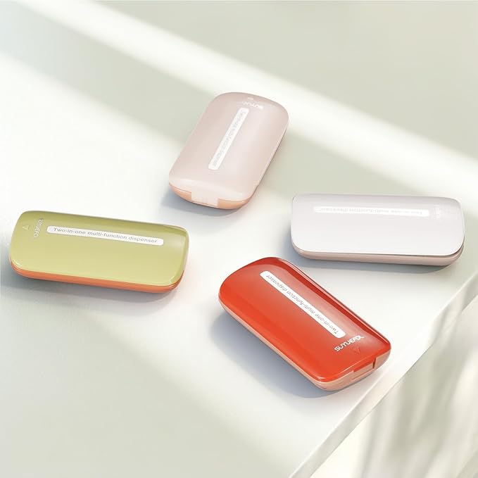 JohnBee Pill Cutter - Sharp & Durable Silicone Pill Splitter, Non-Slip Base, Portable Tablet Cutter for Daily Medication, Vitamins & Supplements. Designed for Swallowing Difficulties & Pets (Red)