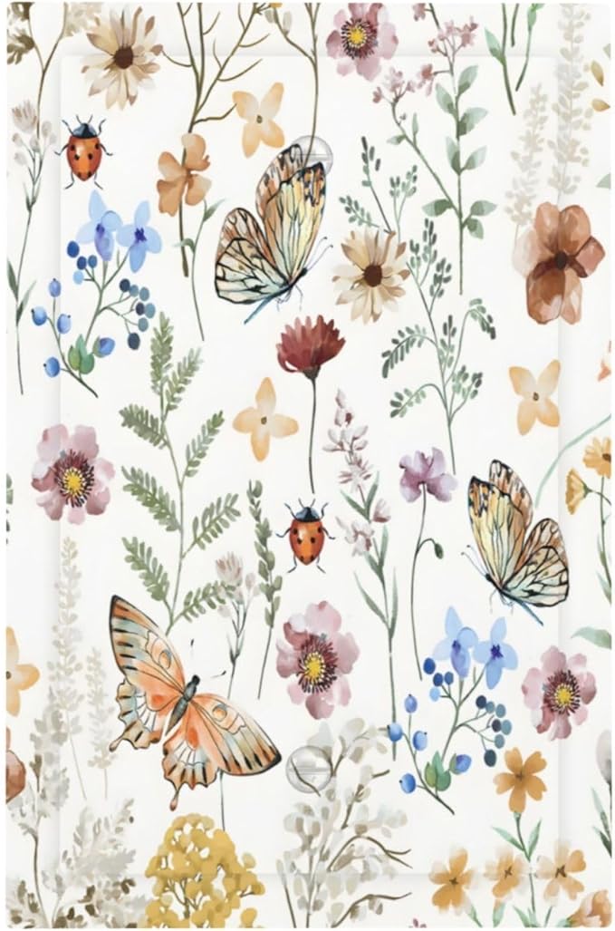 Boho Multicolor Flower Butterfly Insect Floral Light Switch Cover Plate 1 Gang No Device Blank Electrical Wall Plates Faceplate Decorative Switch Plate Covers for Bedroom Living Room Decor