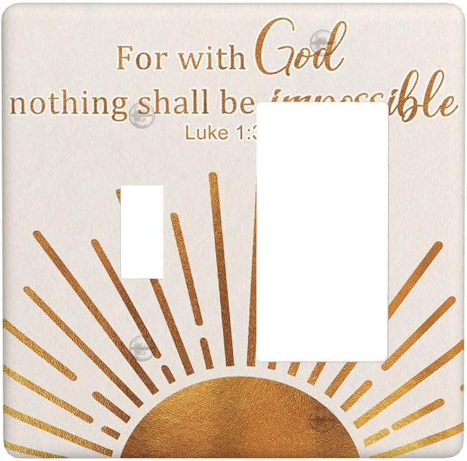 Mid Century Boho Sun Inspirational Quote Outlet Covers 2 Gang Combin Light Switch Covers Decorative Abstract Gold Sunrise Toggle Rocker/Decora Wall Plate Electrical Receptacle Switchplate