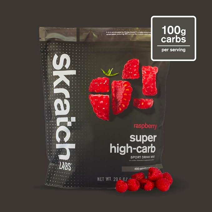 Skratch Labs Super High-Carb Hydration Powder | Carbohydrate Powder with Cluster Dextrin and Electrolytes | Endurance Energy Drink | Raspberry (840 Grams) | Non-GMO, Gluten Free, Vegan, Kosher