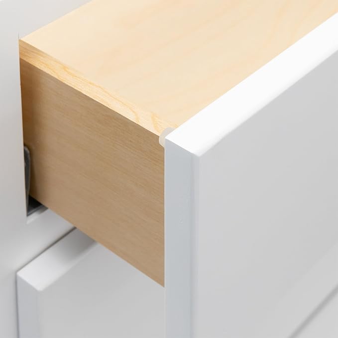 Quicklock RTA (Ready-to-Assemble) | Base Kitchen Cabinets - Shaker Style | Made in America (Pure White, 36" Wx34.5 Hx24 D 3 Drawer)