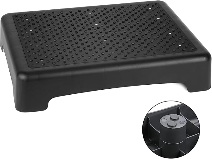 Non Slip One Step Stool for Seniors, Adults, Indoor/Outdoor Portable Stair Assist, Mobility Step Stool for Bedside, Car, Kitchen, Bathroom, Black