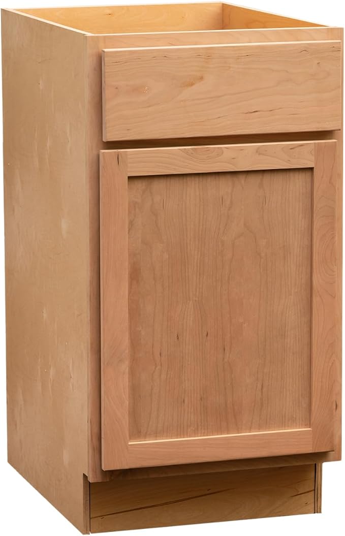Quicklock RTA (Ready-to-Assemble) | Base Kitchen Cabinets - Shaker Style | Made in America (Raw Cherry, 15" Wx34.5 Hx24 D Base)
