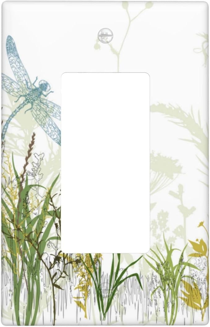 Wild Flower Dragonfly 1 Gang Single Rocker Light Switch Cover Plates Decorative Electric Outlet Covers Decorator Wall Switch Plate Receptacle Plug Covers 4.6 * 2.8 Inches