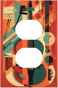 Outlet Covers Violin Abstract Jazz Colorful Painting 1 Gang Duplex Wall Plate Decorative Switch Plates Electrical Receptacle Faceplate Light Switch Cover for living Room Office Decor