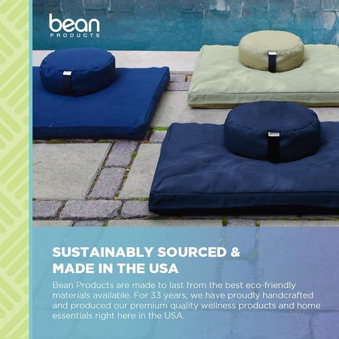 Bean Products Meditation Cushion - Zabuton Meditation Pillows for Sitting on Floor, Yoga Cushion, Cotton Yoga Pillow, Zen Kneeling Prayer Pad- Made in USA - Standard 24x24x2, RED