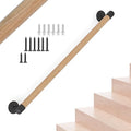 3FT Round Wooden Stair Handrail,Indoor Staircase Handrail,Wall Mount Support Stair Railings, Non-Slip Safety Corridor,Lofts,Patio,Guardrail,Home Wood Hand Railings for Elderly,Children,Disable People