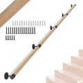 13FT Round Wooden Stair Handrail,Indoor Staircase Handrail,Wall Mount Support Stair Railings, Non-Slip Safety Corridor,Loft,Patio,Guardrail,Home Wood Hand Railings for Elderly,Children,Disable People