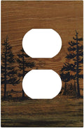 Outlet Covers Rustic Farmhouse Brown Board Pine Tree Wood Grain Decorative 1 Gang Duplex Light Switch Cover Plate Receptacle Wall Plate Electrical Switch Plate Covers for Bathroom Decor