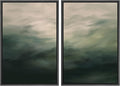 MUDECOR Framed Canvas Print Wall Art Dark Green Abstract Misty Landscape Moody Illustrations Modern Art Decorative Chic for Living Room, Bedroom, Office - 16"x24"x2 Black