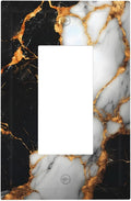 Decorative Outlet Covers Black Gold Marble 1 Gang Rocker Light Switch Cover Plate Single Gfci Light Switch Covers Wall Plate for Country Bathroom Bedroom Decor