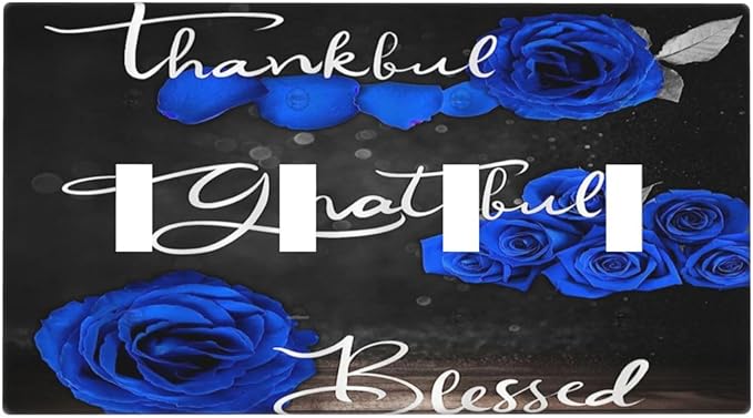 Light Switch Cover Blue Rose Thankful Grateful Blessed 4 Gang Switch Plate Quad Toggle Wall Plates Romantic Blue Floral Decorative Switchplate Electrical Outlet Cover Plates for Home Decor