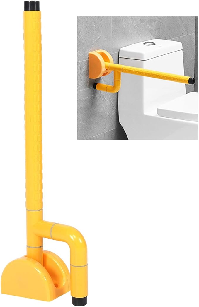 Respicefinem Yellow Safety Grab Bar Stainless Steel Toilet Armrest Handrail Handle for Elderly The Disabled with Non Slip Grip and Heavy Duty Support Up to 300kg