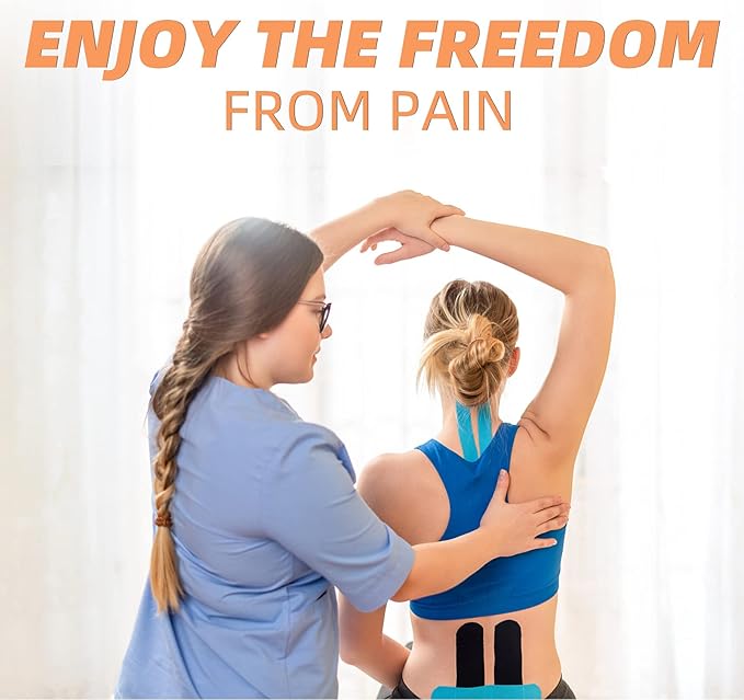 OK TAPE Regular Kinesiology Tape (4 Pack), Original Cotton Athletic Tape for Support Muscle Joint Knee, Sports Waterproof Tape Uncut Strips Latex Free, Hypoallergenic, 2in×16.4ft - Black