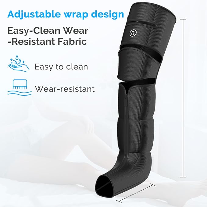 Leg Massager with Heat and Compression for Circulation and Pain Relief, 6 Modes Foot Calf Thigh Knee and Leg Compression Massage Boots for Swelling, Edema and RLS, Gifts for Mom, Dad, Seniors
