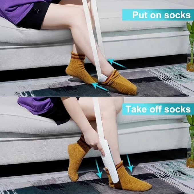 Sock Aid, Sock Helpers to Put on Your Socks for Seniors, Disabled, Pregnancy, Assist Device for Elderly, Tool Aide Puller Easy on and Off with No Bending(Blue 2 PACK)