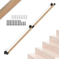 5FT Round Wooden Stair Handrail,Indoor Staircase Handrail,Wall Mount Support Stair Railings, Non-Slip Safety Corridor,Lofts,Patio,Guardrail,Home Wood Hand Railings for Elderly,Children,Disable People