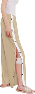 Deyeek Women's Tear Away Pants Side Split Snap Open Bottom Sweatpants Leg Breakaway Post Surgery Pants with Pockets