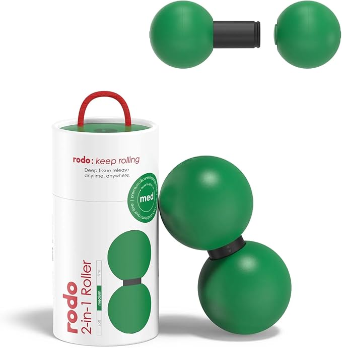Rodo 2-in-1 Medium Peanut & Lacrosse Ball Roller | Deep Tissue Massage Tool for Fascia, Plantar Fasciitis, HIPS & Back | Mobility & Recovery Roller | Compact, Travel-Friendly, Pilates, Therapy Ready