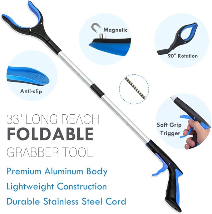 6PC Hip Kit, Hip Replacement Kit After Surgery,Hip Kit for Seniors Total Hip Replacement Prime-Grabber, Sock Aid,Shoehorn&Dressing Stick,Leg Strip,Back Scratcher,Bath Loofah, Hip Kit with Leg Lifter