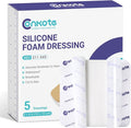 Conkote Silicone Adhesive Foam Dressing Without Border for 5 Pack, 4"x4" Highly Absorbent Wound Dressings for Post-Operative, Pressure Ulcers, Diabetic Foot Ulcers, Venous Leg Ulcers
