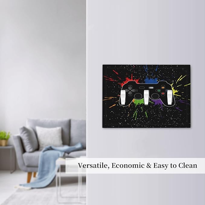 Classic Videogames Controller Black Splash Ink Colorful Decorative Switch Plates 3 Gang Wall Plate Triple Toggle Light Switch Cover Faceplate Electrical Wall Panels for Kids Room Nursery Decor