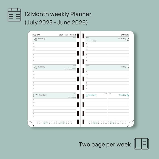 POPRUN Pocket Planner 2025-2026 (Slim Size 3.5'' x 6.5'') Academic Purse Calendar (July 2025 - June 2026) with Hourly Time Slots, 100GSM Thick Paper, Spiral Soft Cover - Night Sky Blue