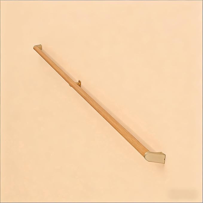 18 FT Modern Aluminum Handrail Set - ADA Compliant Indoor & Outdoor Stair Railing. 1.4" Diameter Grab Bar. Wall-Mounted with 90°Wall Return End. Ideal for Safe Grip，Rust Free(Cherry Wood Grain, 18FT)