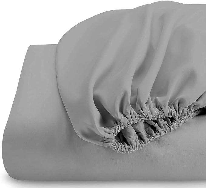 Top Split Queen Fitted Sheet Only for Adjustable beds, Split Down 32 inches from The Top, 600 Thread Count 100% Cotton Half Split Flex Head Fitted Sheet for Sleep Number Beds, Silver