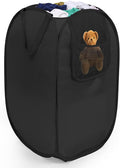 Pop Up Laundry Hamper with Side Pockets, Foldable Laundry Basket Reinforced, Privacy Protection Collapsible Basket, Sturdy and Lightweight Clothes Hamper for Dorm, Bedrooms, Bathrooms, Travel black